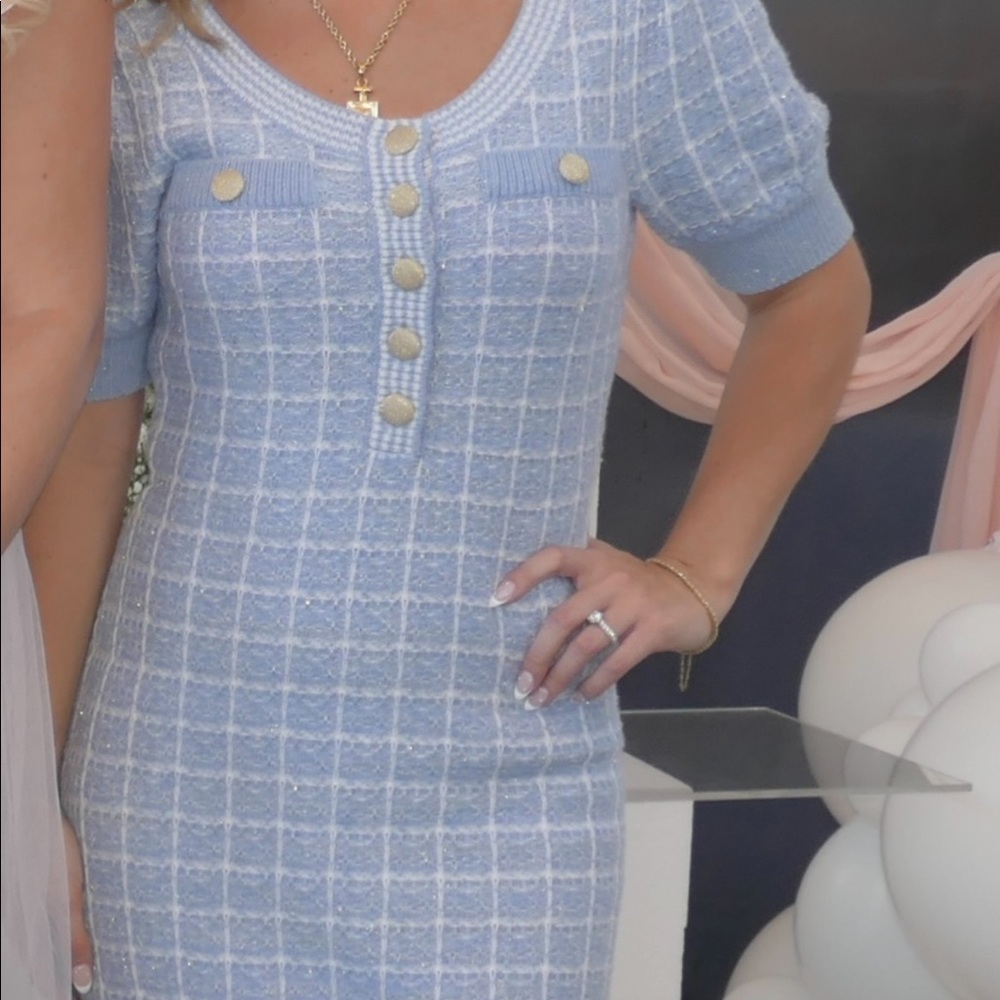 Blue knit sweater dress Loveshackfancy